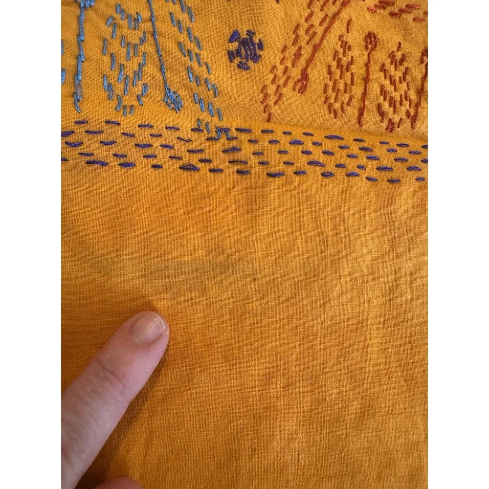 Handmade Indian Kantha Cotton Bedspread Coverlet 83x94 2 Pillowcases Boho